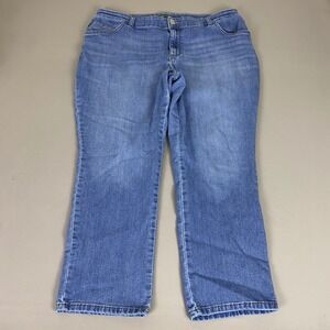 Lee Jeans Plus Size 20W Petite Blue Medium Wash Relaxed Fit Straight Mid Rise